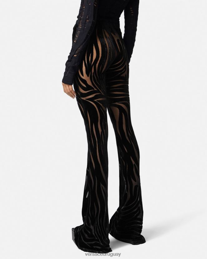 Versace pantalones de terciopelo de cebra mujer negro ropa H88R0H222