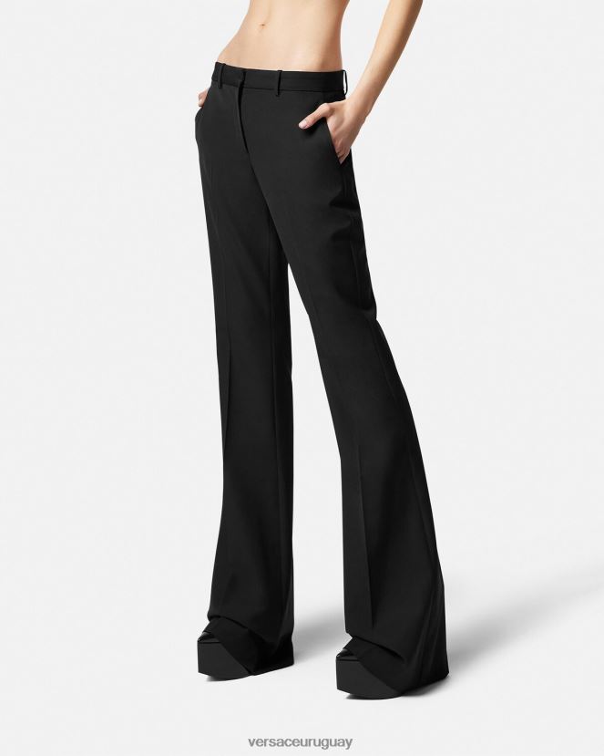 Versace pantalones formales acampanados mujer negro ropa H88R0H205