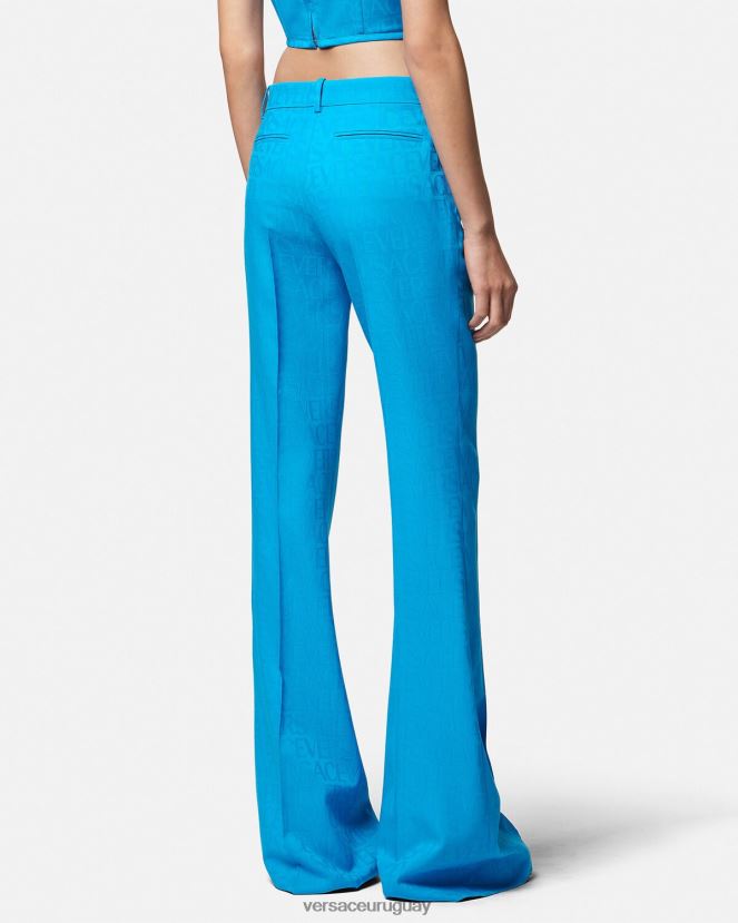 Versace pantalones formales en jacquard integral mujer azul ropa H88R0H121