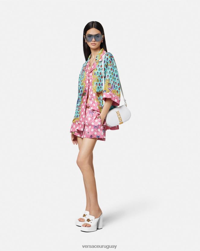 Versace shorts de mezcla de seda con mariposas mujer imprimir ropa H88R0H197