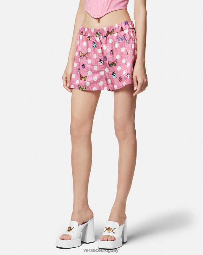 Versace shorts de mezcla de seda con mariposas mujer imprimir ropa H88R0H197