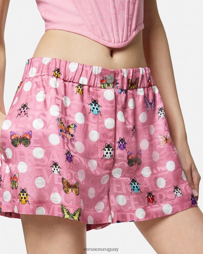 Versace shorts de mezcla de seda con mariposas mujer imprimir ropa H88R0H197