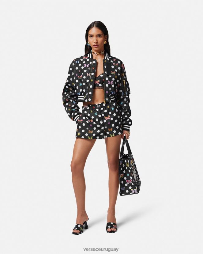 Versace shorts de seda mariposas mujer imprimir ropa H88R0H189