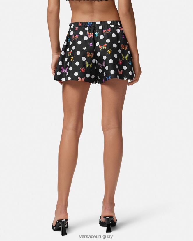 Versace shorts de seda mariposas mujer imprimir ropa H88R0H189