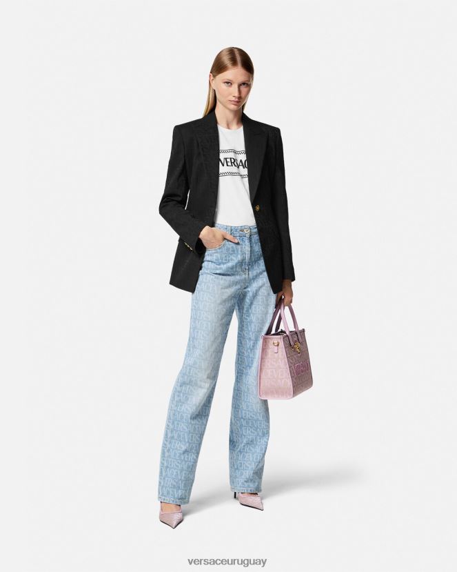 Versace vaqueros anchos en toda la prenda mujer azul ropa H88R0H193