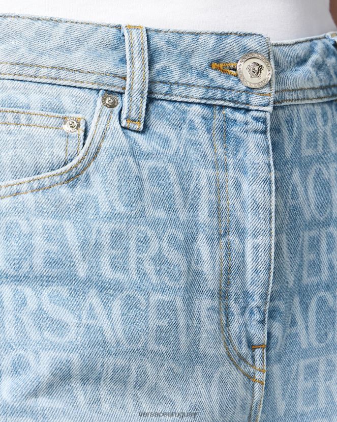 Versace vaqueros anchos en toda la prenda mujer azul ropa H88R0H193