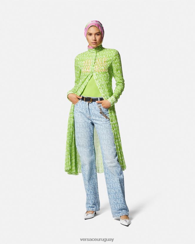 Versace vaqueros anchos en toda la prenda mujer azul ropa H88R0H198