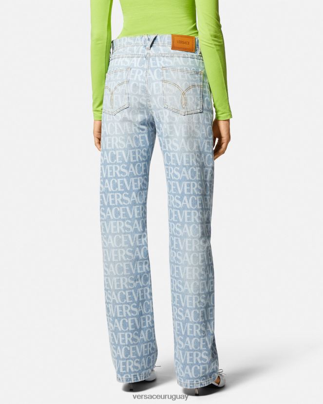 Versace vaqueros anchos en toda la prenda mujer azul ropa H88R0H198