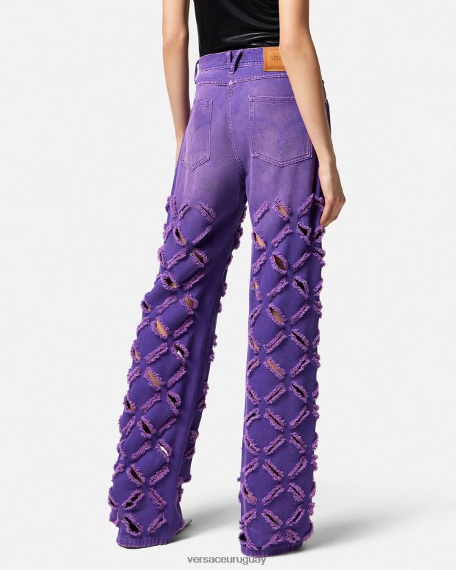 Versace vaqueros con cortes de medusa mujer Violeta ropa H88R0H207