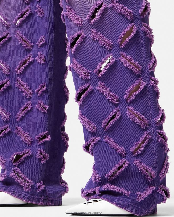 Versace vaqueros con cortes de medusa mujer Violeta ropa H88R0H207