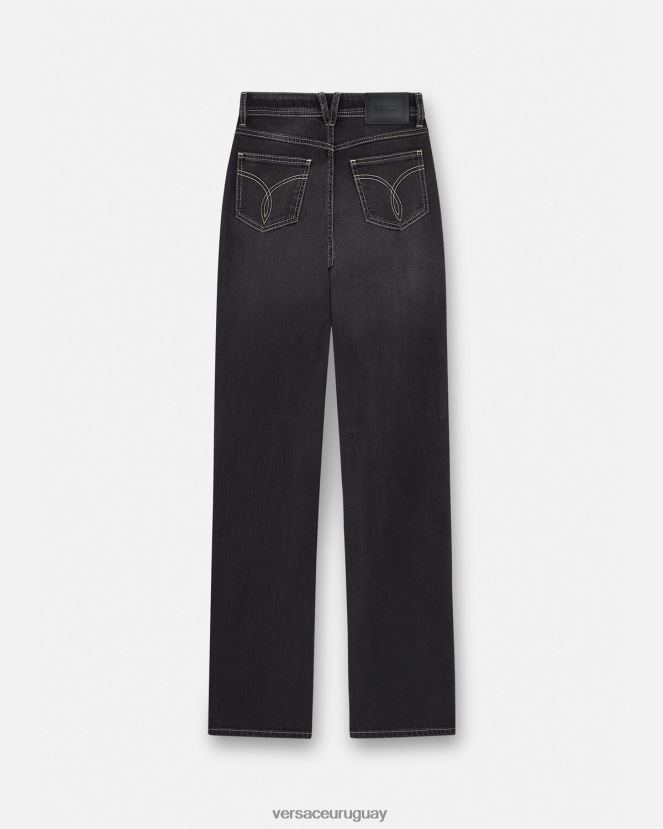 Versace vaqueros con cristales mujer negro ropa H88R0H213