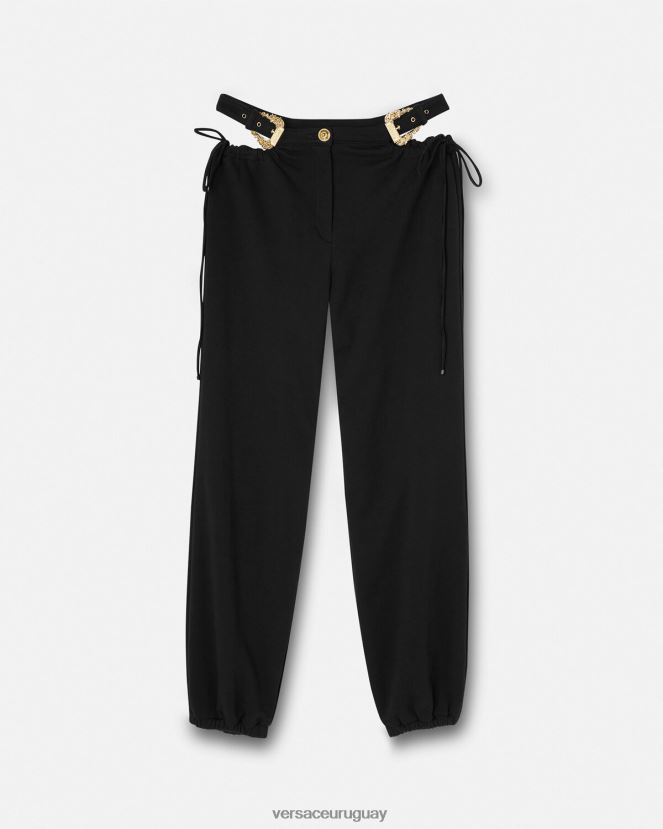 Versace pantalones de chándal con hebilla barroca mujer negro ropa H88R0H2244