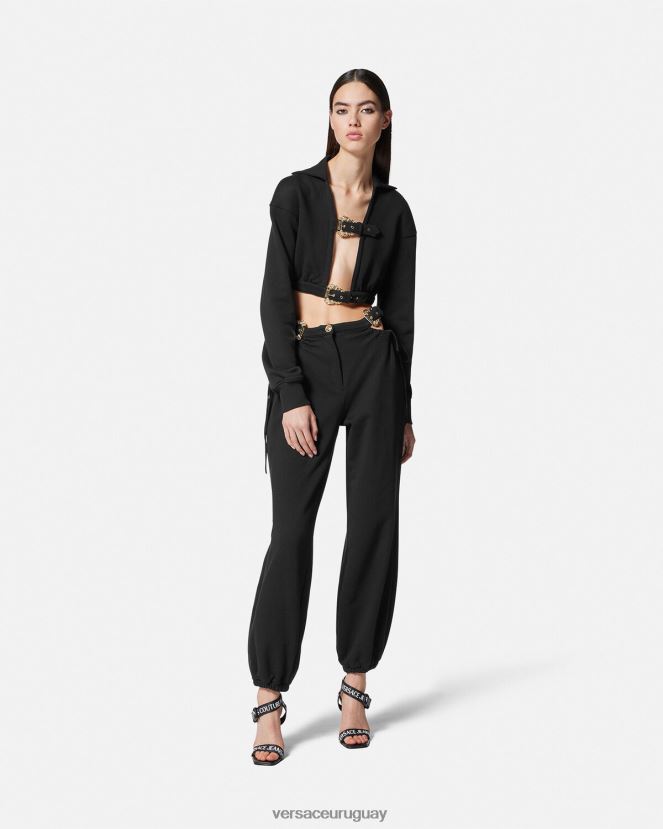 Versace pantalones de chándal con hebilla barroca mujer negro ropa H88R0H2244