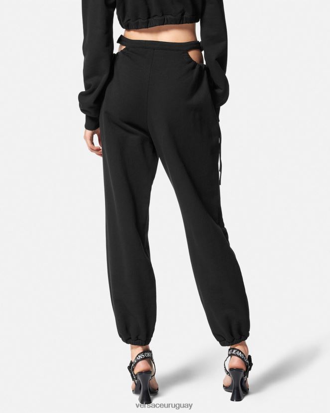 Versace pantalones de chándal con hebilla barroca mujer negro ropa H88R0H2244