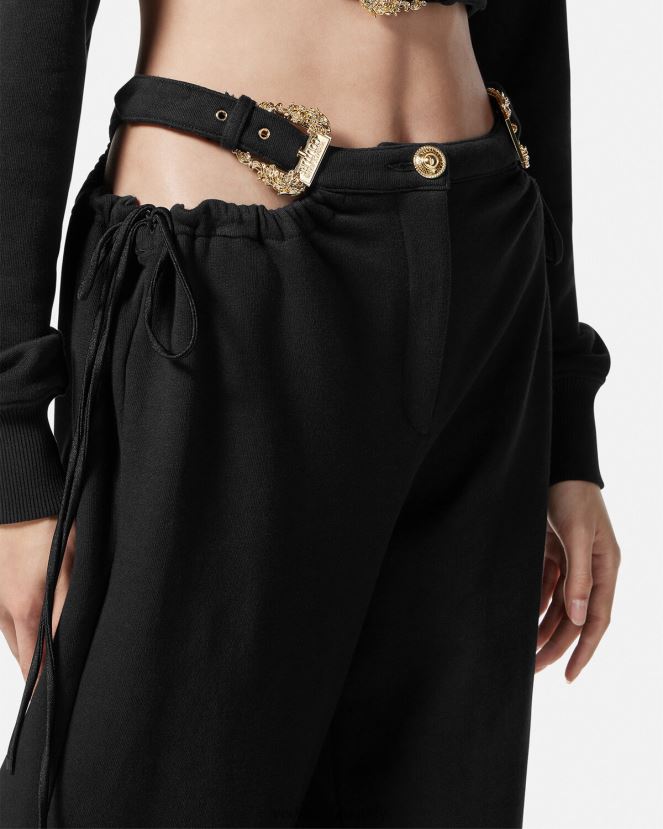 Versace pantalones de chándal con hebilla barroca mujer negro ropa H88R0H2244