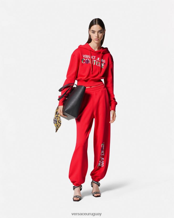 Versace pantalones deportivos con logo y rosas mujer naranja ropa H88R0H2177