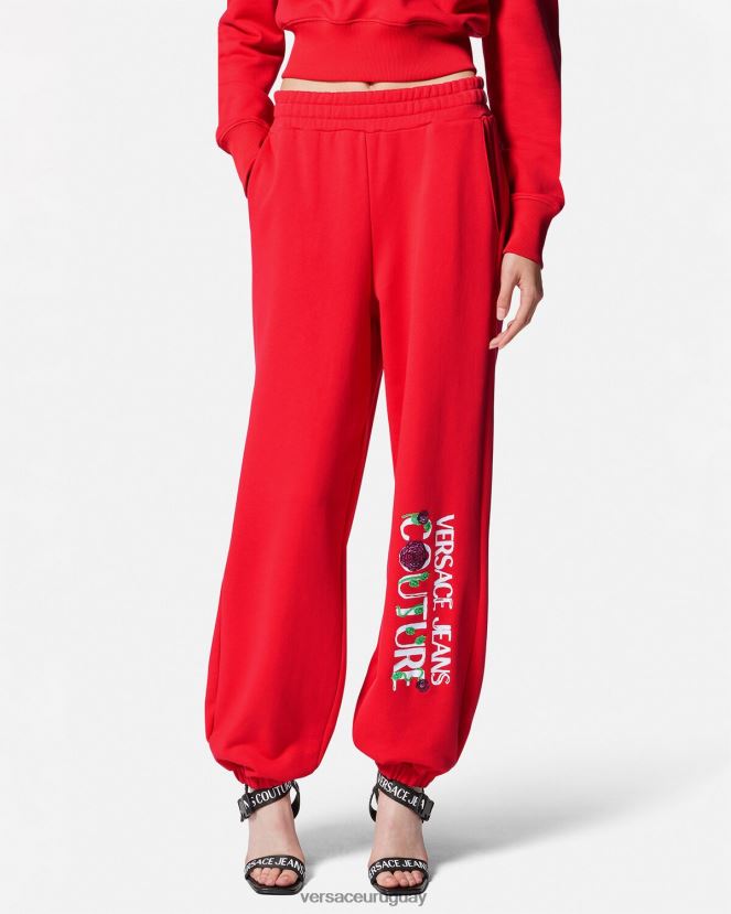 Versace pantalones deportivos con logo y rosas mujer naranja ropa H88R0H2177