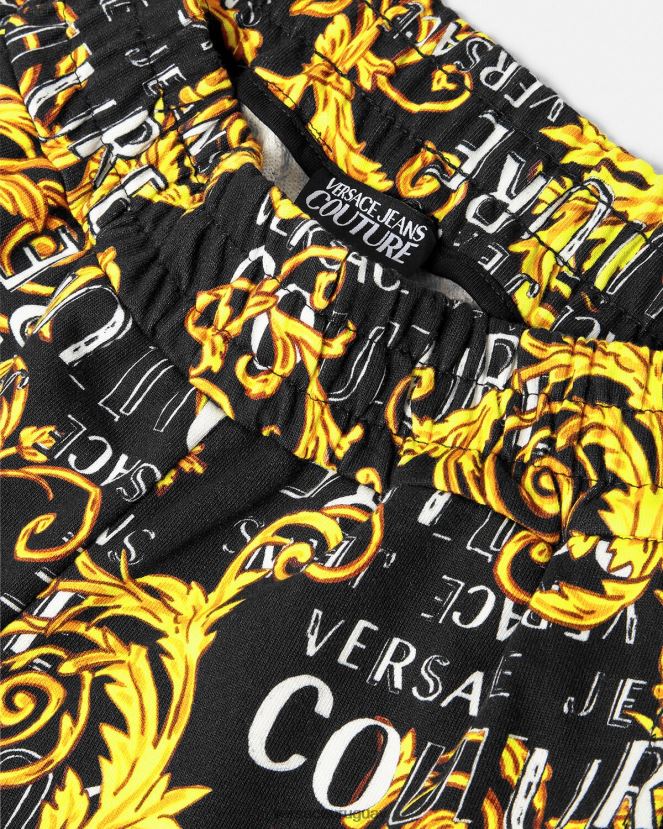 Versace pantalones deportivos de alta costura con logo mujer oro negro ropa H88R0H2238