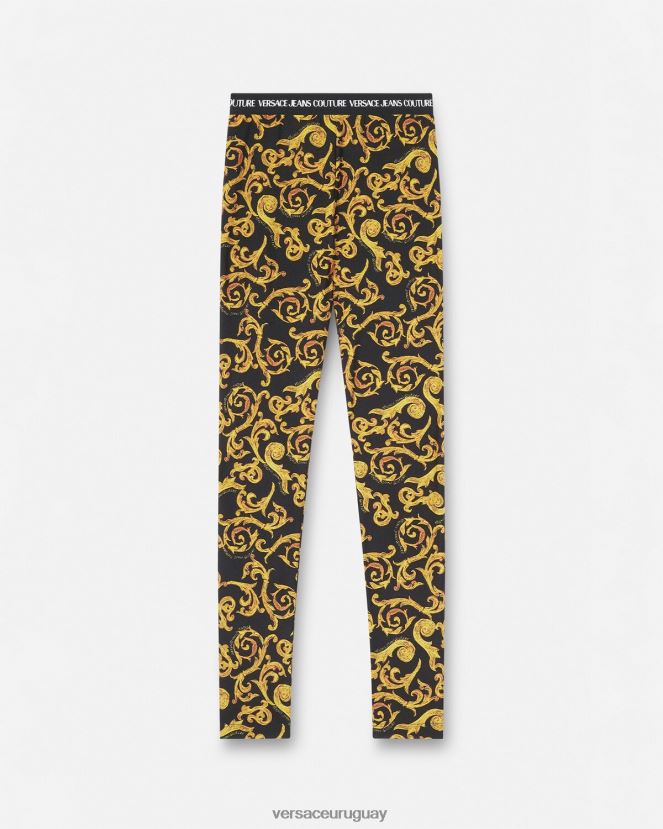 Versace bocetos de leggings de alta costura mujer oro negro ropa H88R0H2178