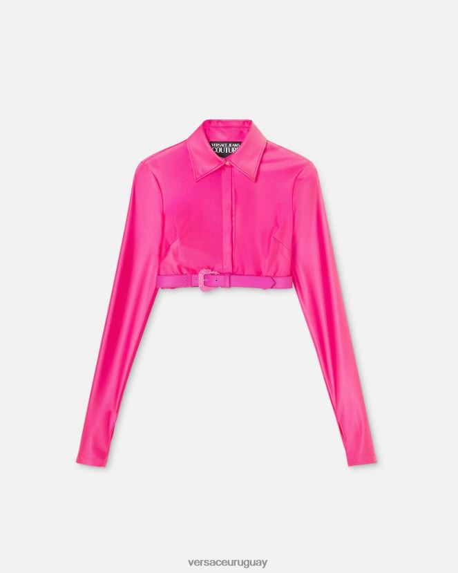 Versace camisa corta con hebilla barroca mujer fucsia ropa H88R0H2218
