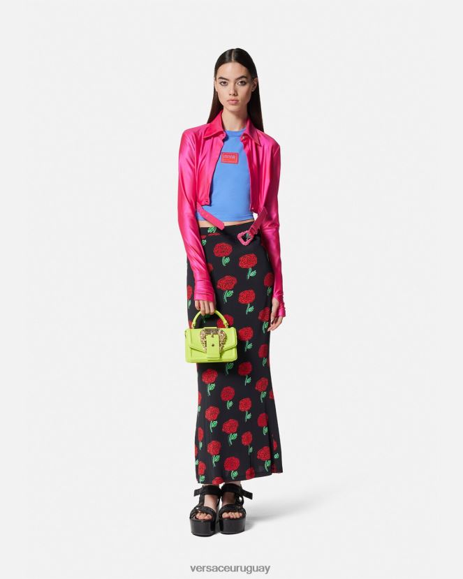 Versace camisa corta con hebilla barroca mujer fucsia ropa H88R0H2218