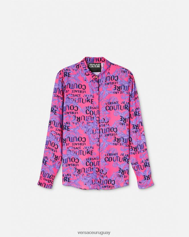 Versace camisa de alta costura con logo mujer fucsia ropa H88R0H2203