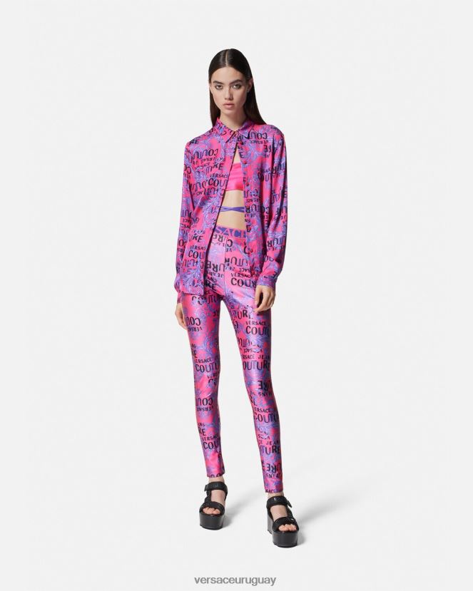 Versace camisa de alta costura con logo mujer fucsia ropa H88R0H2203