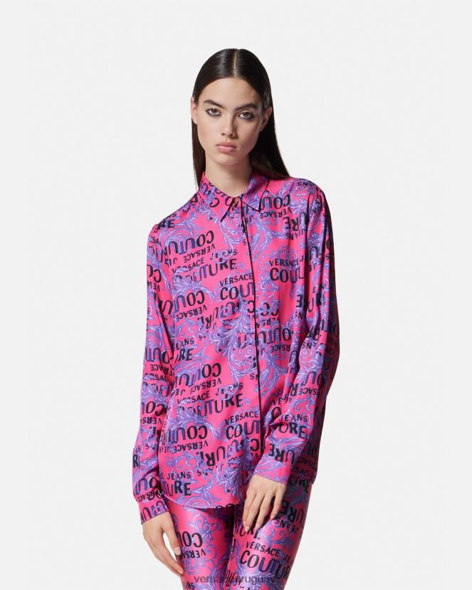 Versace camisa de alta costura con logo mujer fucsia ropa H88R0H2203