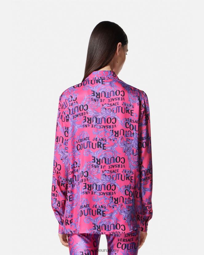 Versace camisa de alta costura con logo mujer fucsia ropa H88R0H2203