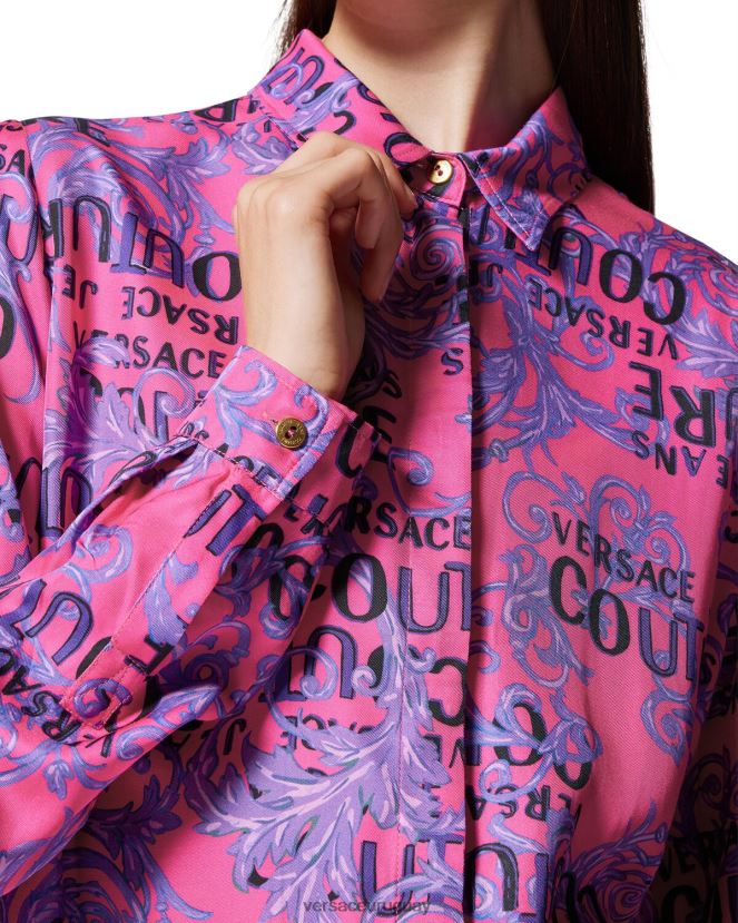 Versace camisa de alta costura con logo mujer fucsia ropa H88R0H2203