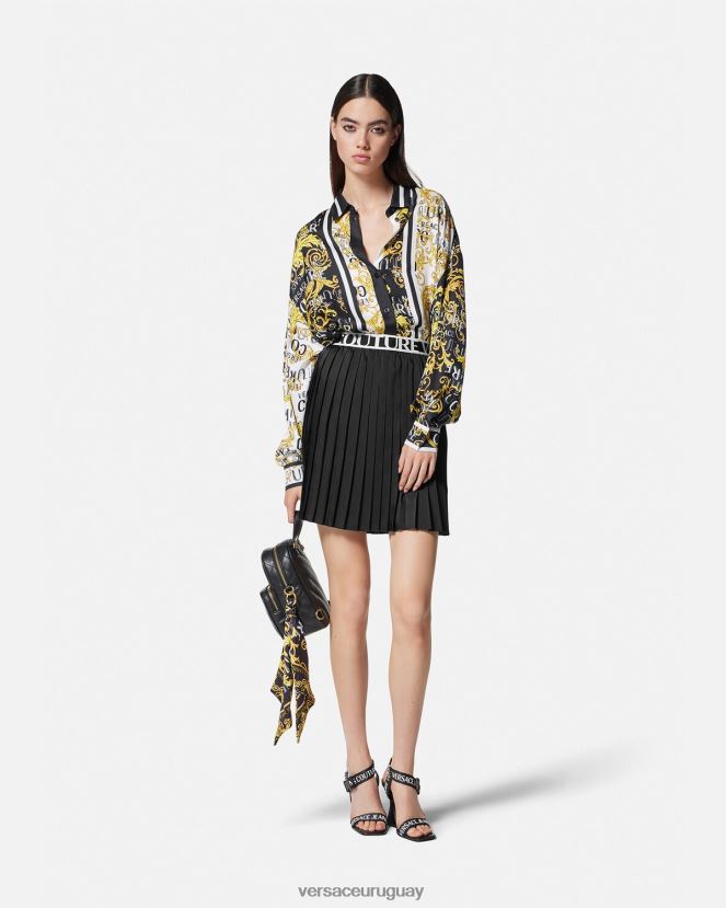 Versace camisa de alta costura con logo mujer oro negro ropa H88R0H2202