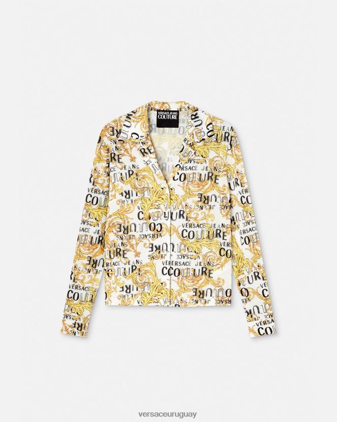 Versace camisa de alta costura con logo mujer oro y blanco ropa H88R0H2201