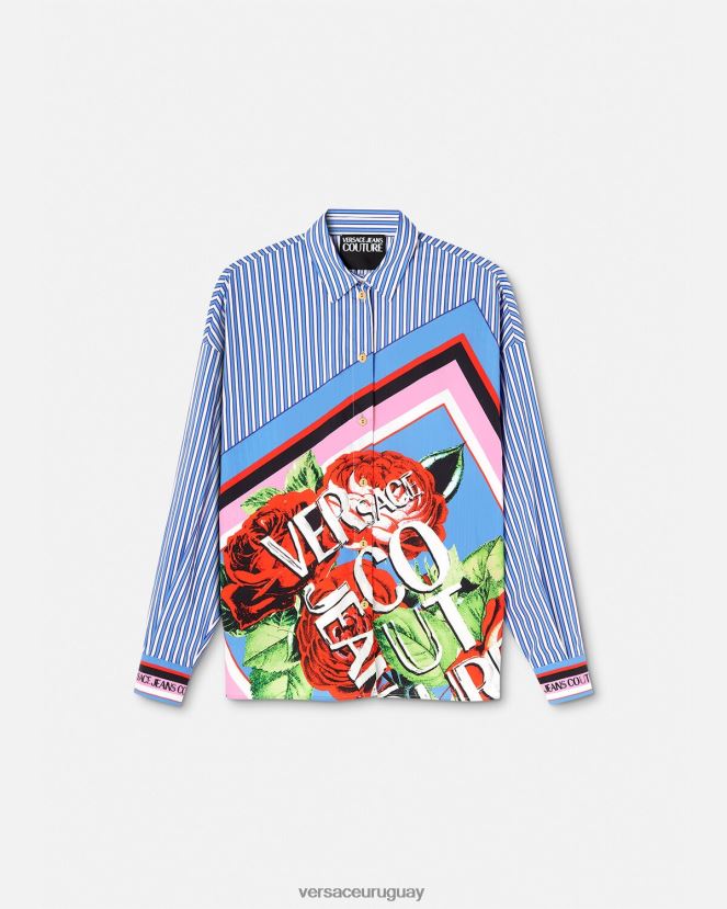 Versace camisa rayas rosas mujer azul claro ropa H88R0H2164