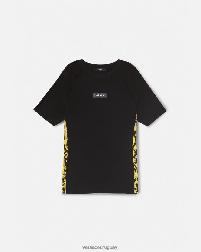 Versace camisa de gimnasio barroco mujer negro ropa H88R0H242