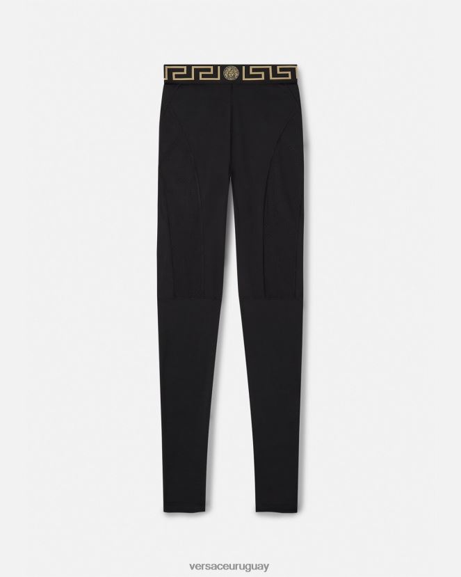 Versace leggins con grecas mujer negro ropa H88R0H235
