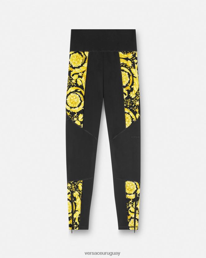 Versace leggins de gimnasia barrocos mujer negro ropa H88R0H233