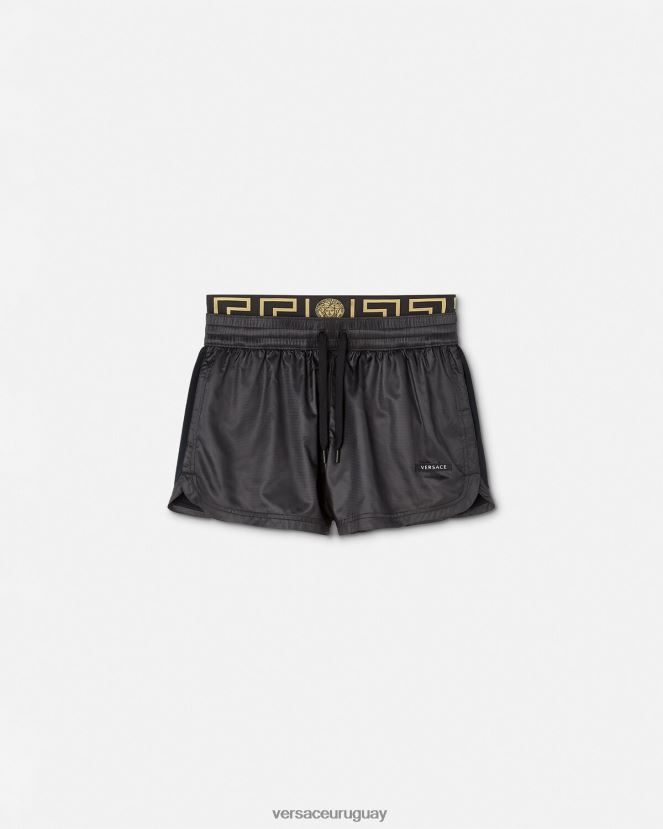 Versace pantalones cortos deportivos con borde de greca mujer negro ropa H88R0H238