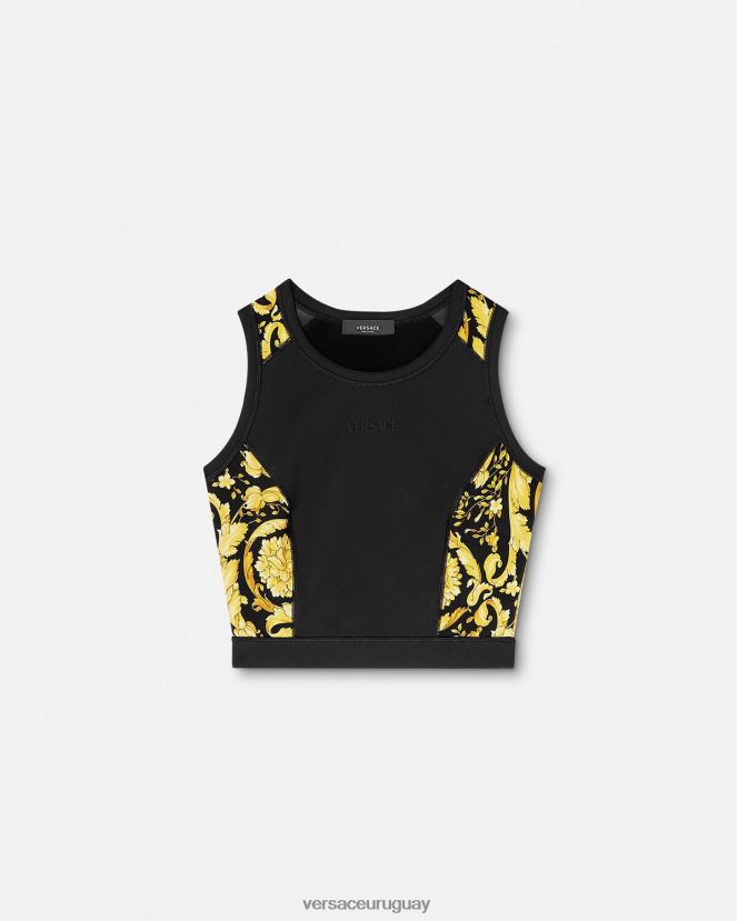 Versace sujetador deportivo barroco para gimnasio mujer negro ropa H88R0H232