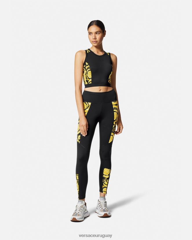Versace sujetador deportivo barroco para gimnasio mujer negro ropa H88R0H232