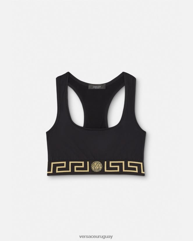 Versace sujetador deportivo con borde de greca mujer negro ropa H88R0H237