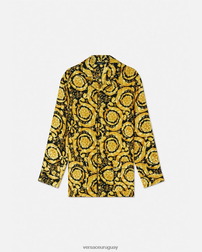 Versace camisa de pijama de seda con estampado barroco mujer imprimir ropa interior y ropa de playa H88R0H1027