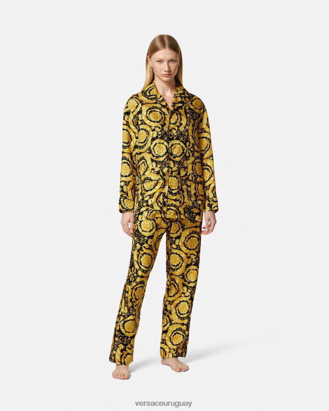 Versace camisa de pijama de seda con estampado barroco mujer imprimir ropa interior y ropa de playa H88R0H1027