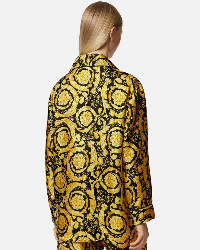 Versace camisa de pijama de seda con estampado barroco mujer imprimir ropa interior y ropa de playa H88R0H1027