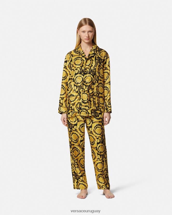 Versace pantalones de pijama de seda con estampado barroco mujer imprimir ropa interior y ropa de playa H88R0H1026