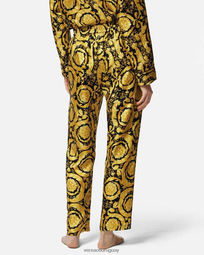 Versace pantalones de pijama de seda con estampado barroco mujer imprimir ropa interior y ropa de playa H88R0H1026