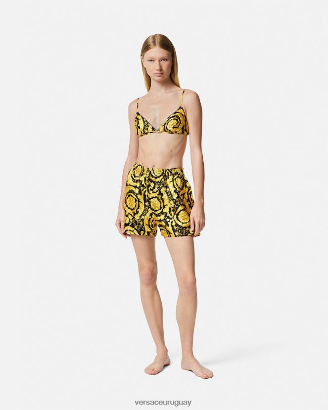 Versace shorts de pijama de seda con estampado barroco mujer imprimir ropa interior y ropa de playa H88R0H1030