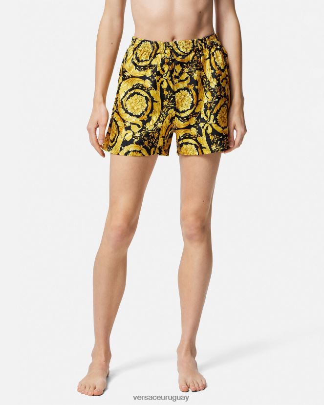 Versace shorts de pijama de seda con estampado barroco mujer imprimir ropa interior y ropa de playa H88R0H1030