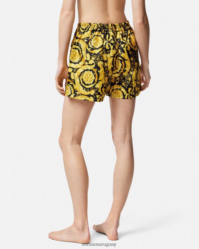 Versace shorts de pijama de seda con estampado barroco mujer imprimir ropa interior y ropa de playa H88R0H1030