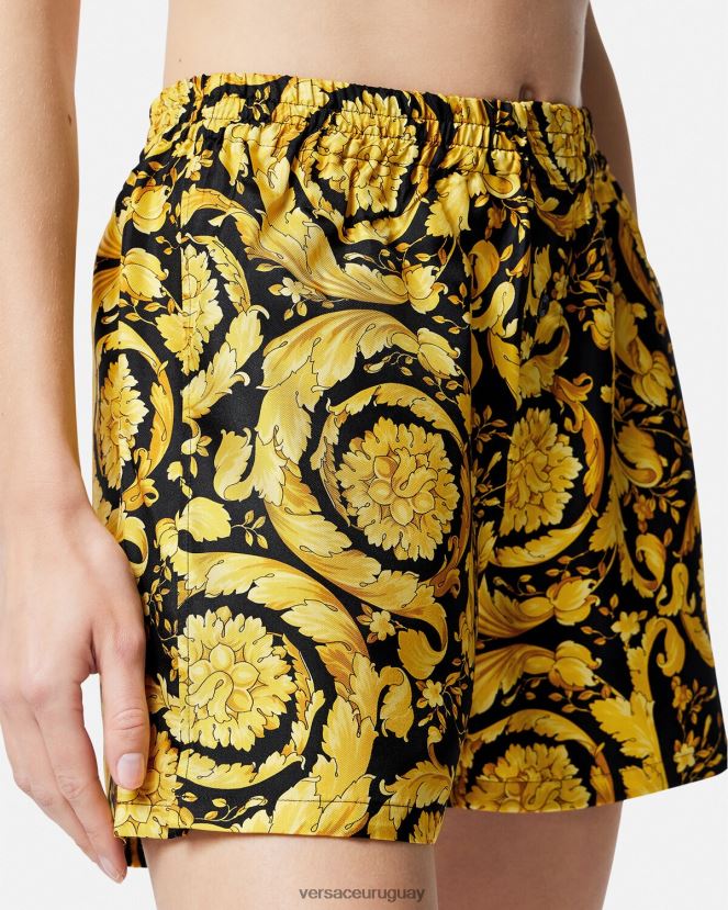 Versace shorts de pijama de seda con estampado barroco mujer imprimir ropa interior y ropa de playa H88R0H1030