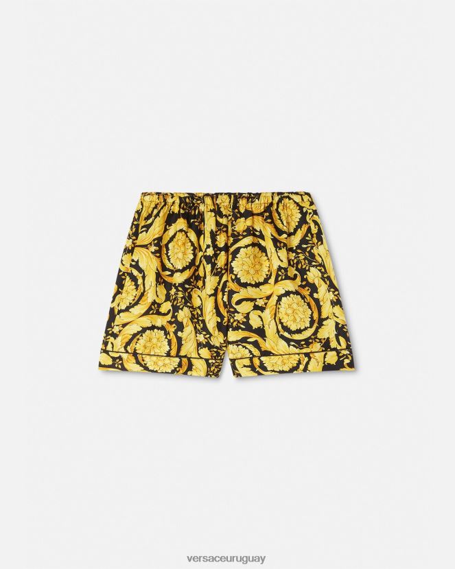 Versace shorts de pijama de seda con estampado barroco mujer imprimir ropa interior y ropa de playa H88R0H1031